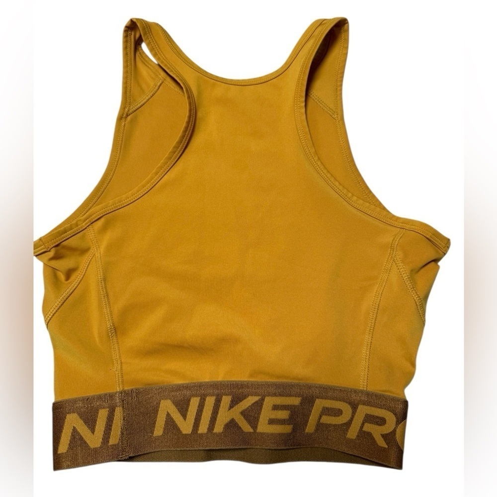 Nike Pro Sports Bra XS Mustard Yellow, Dri-FIT Elastic Band, Excellent Condition - Picture 3 of 4
